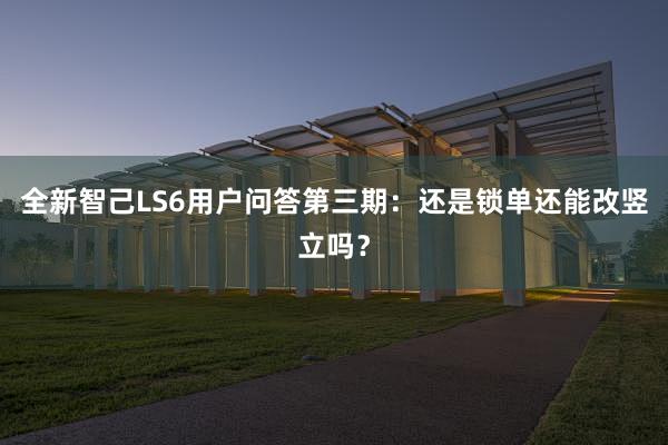 全新智己LS6用户问答第三期：还是锁单还能改竖立吗？