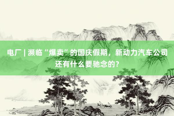 电厂 | 濒临“爆卖”的国庆假期，新动力汽车公司还有什么要驰念的？