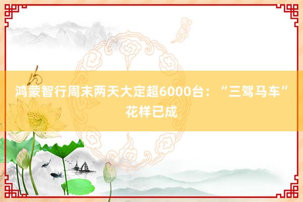 鸿蒙智行周末两天大定超6000台：“三驾马车”花样已成